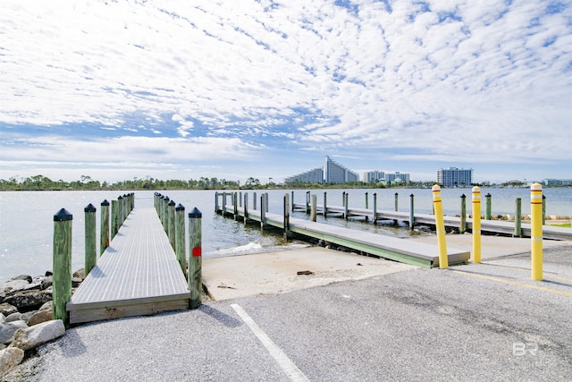 view of dock featuring a water view