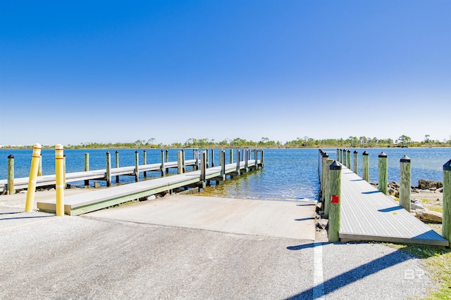 dock area featuring a water view