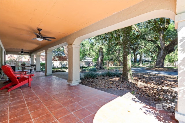 view of patio / terrace featuring ceiling fan