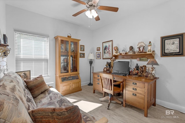 home office featuring ceiling fan