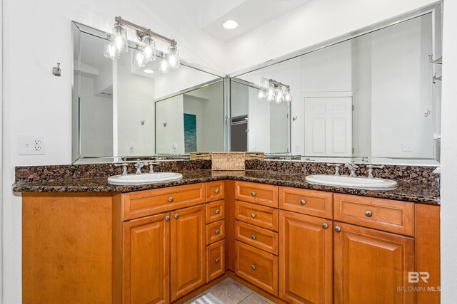 bathroom featuring vanity and tile patterned floors