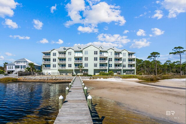 view of dock featuring a water view