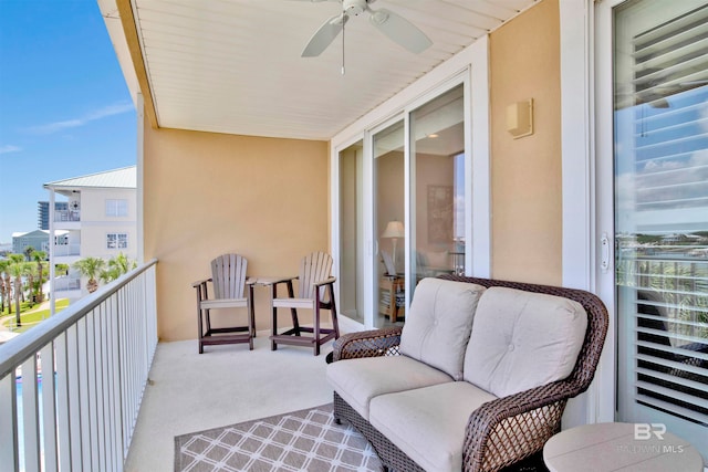 balcony with ceiling fan