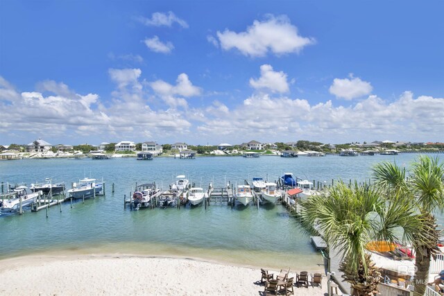 water view with a boat dock