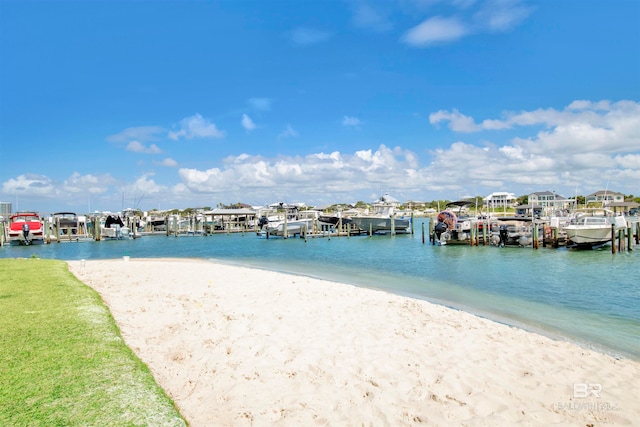 water view with a boat dock