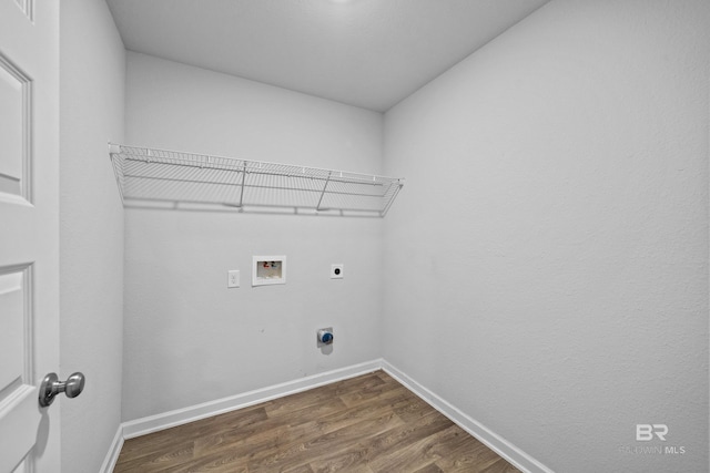 washroom with washer hookup, dark wood-type flooring, and hookup for an electric dryer