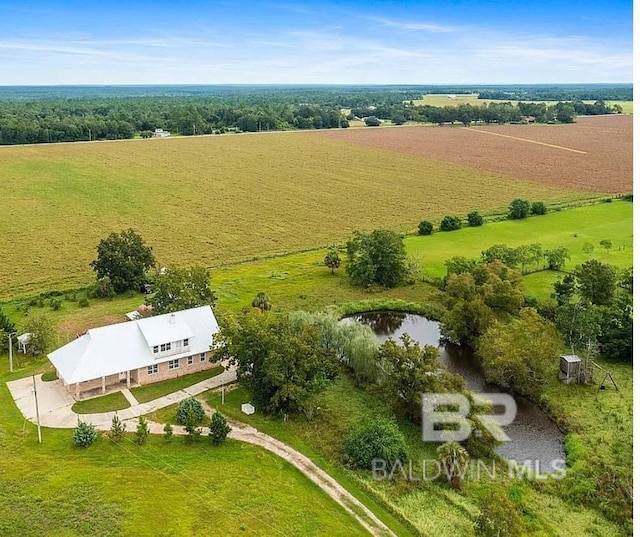 drone / aerial view featuring a rural view
