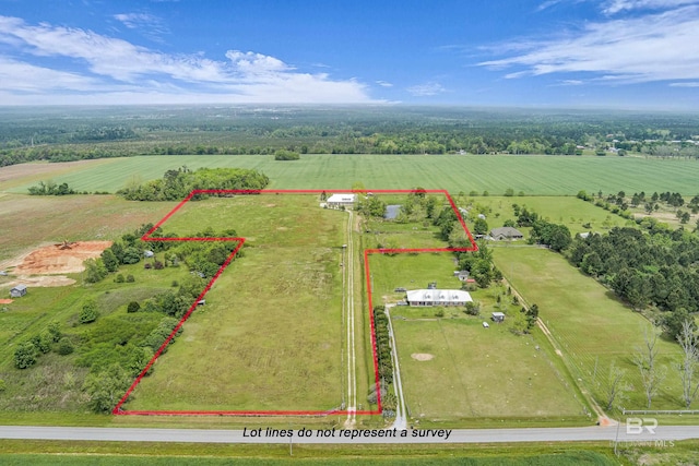 bird's eye view with a rural view