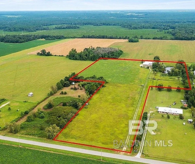 bird's eye view featuring a rural view
