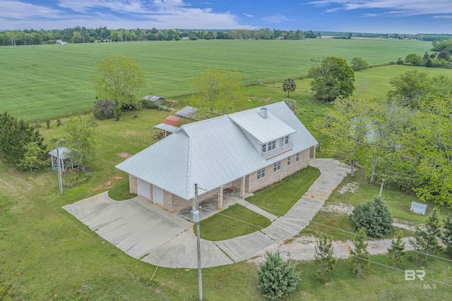 aerial view featuring a rural view
