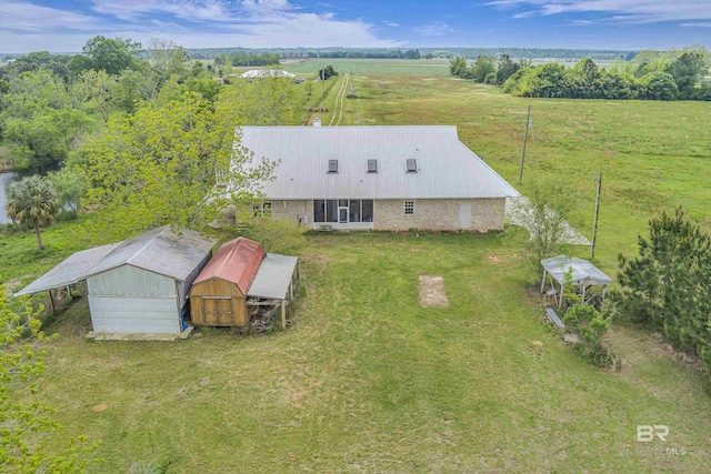 drone / aerial view with a rural view