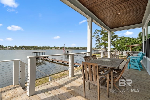 deck with a water view