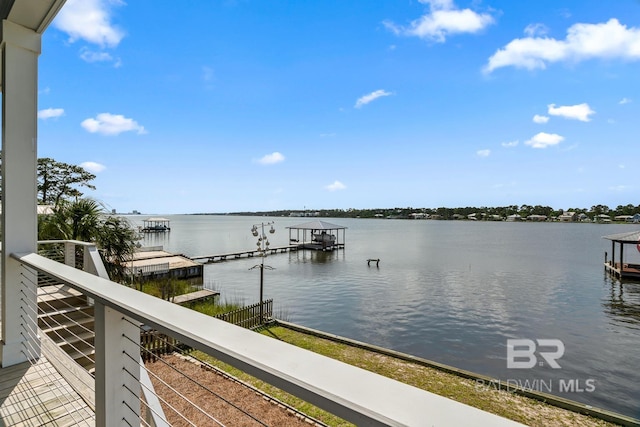 exterior space featuring a water view