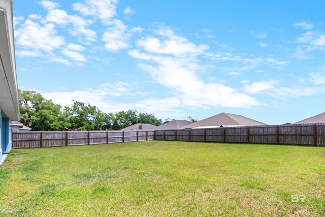 view of yard with a fenced backyard