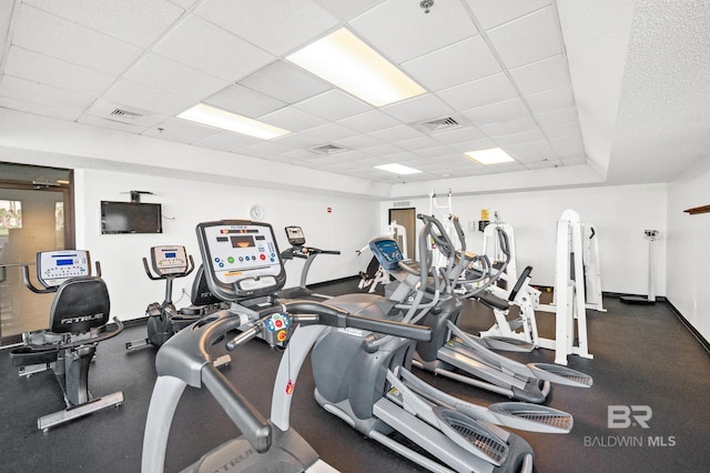 26802 Perdido Beach Blvd Unit 1008, Orange Beach, AL 36561 - gym featuring a paneled ceiling and baseboards