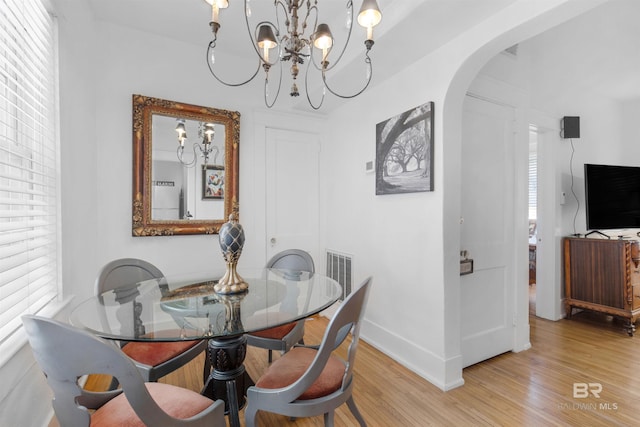 dining area with light hardwood / wood-style floors