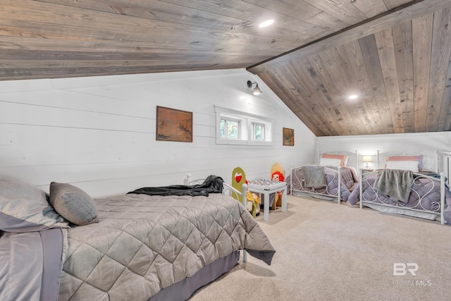 30857 Cypress St, Perdido Beach, AL 36530 - carpeted bedroom featuring lofted ceiling, wood ceiling, and recessed lighting