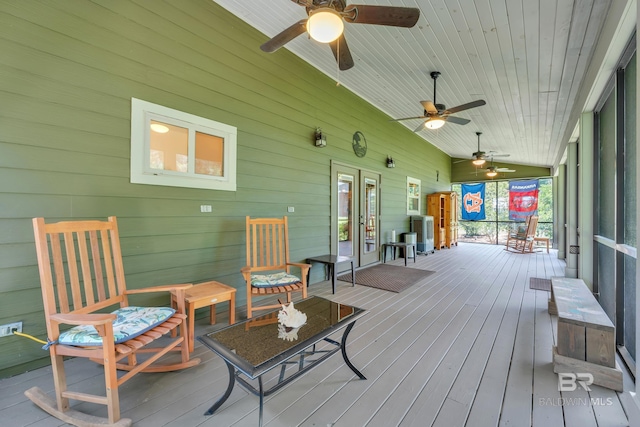 30857 Cypress St, Perdido Beach, AL 36530 - wooden deck featuring ceiling fan and french doors