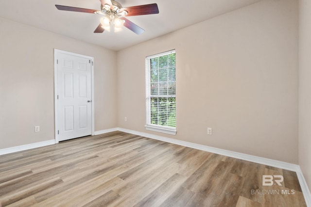 10966 Brighton Dr, Chunchula, AL 36521 - unfurnished room with baseboards, light wood-type flooring, and a ceiling fan