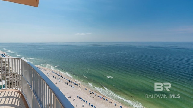 property view of water with a beach view