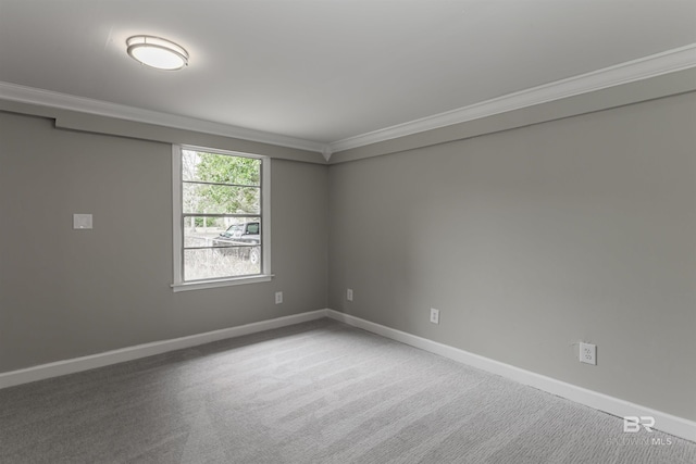 carpeted empty room with crown molding