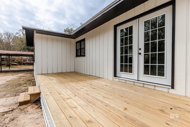 wooden deck with french doors