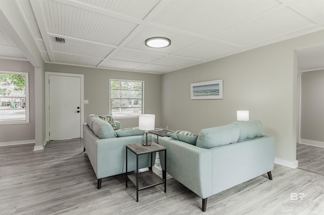 living room featuring light wood-type flooring