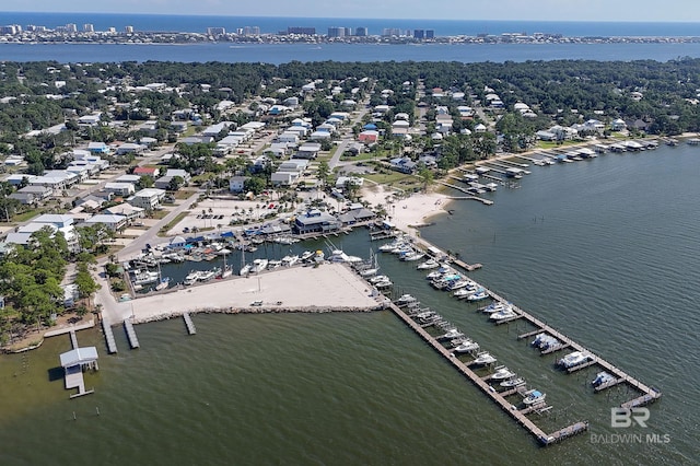 bird's eye view featuring a water view