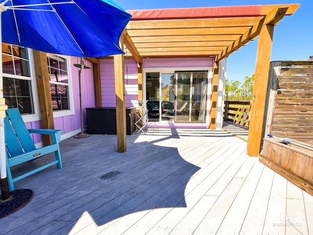 deck featuring a pergola