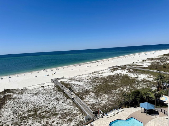 property view of water featuring a view of the beach