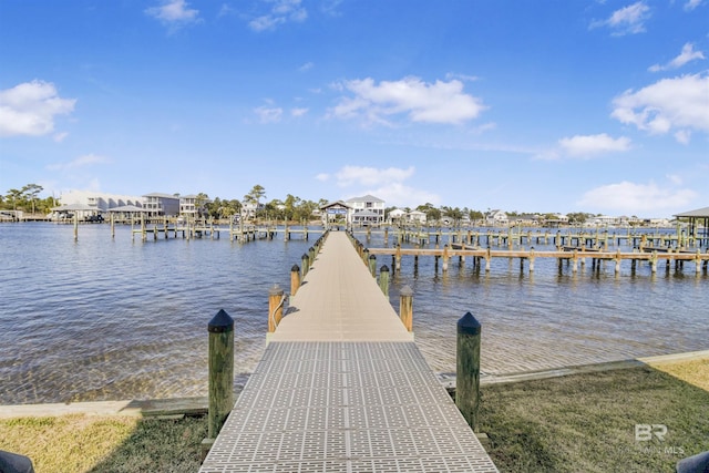 view of dock featuring a water view