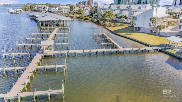 exterior space with a water view