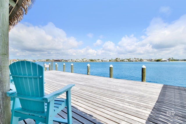 view of dock featuring a water view