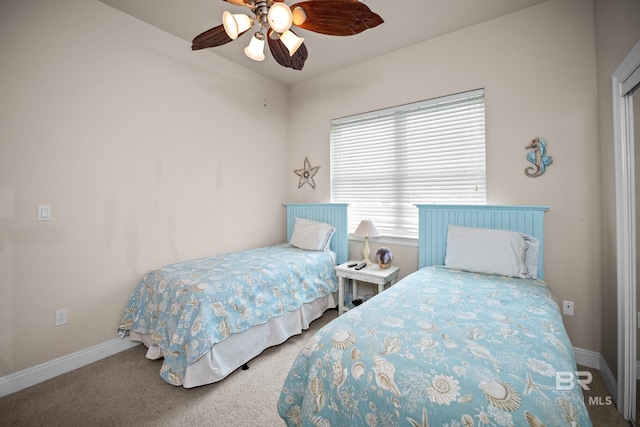 270 Cypress Lake Dr, Gulf Shores, AL 36542 - carpeted bedroom featuring ceiling fan and lofted ceiling
