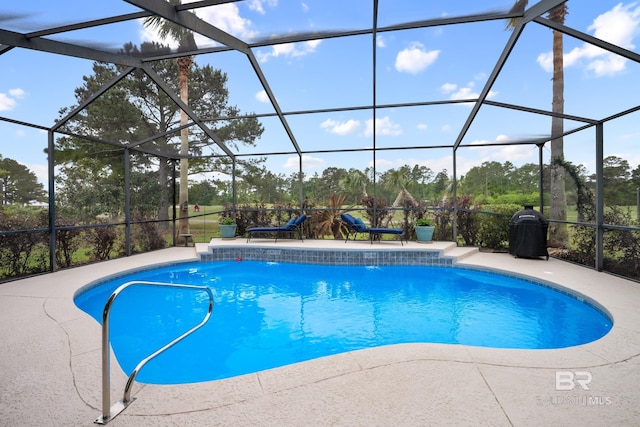 270 Cypress Lake Dr, Gulf Shores, AL 36542 - swimming pool featuring a patio area and glass enclosure