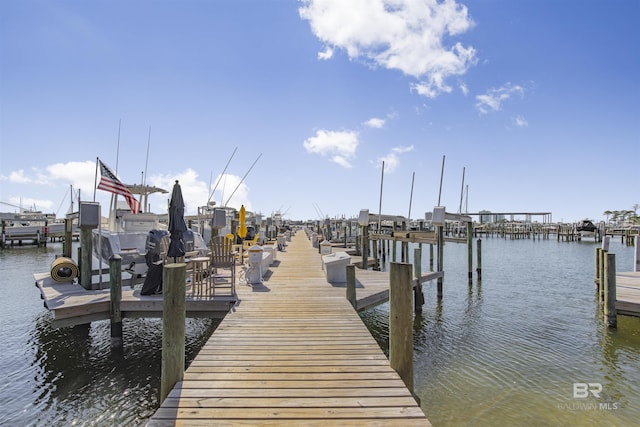 dock area featuring a water view