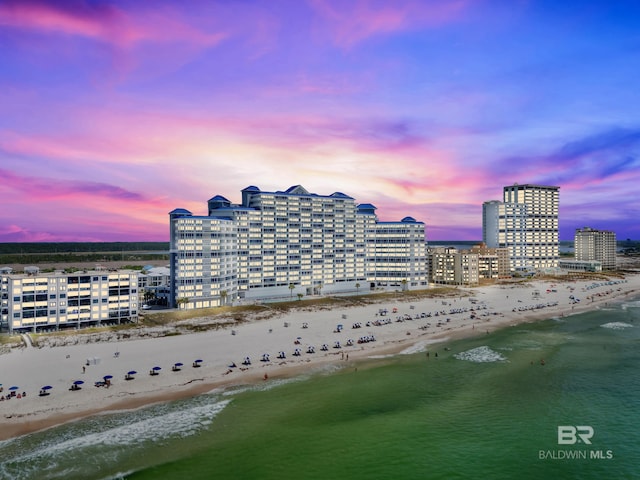 455 E Beach Blvd Unit 511, Gulf Shores, AL 36542 - aerial view at dusk with a beach view and a water view