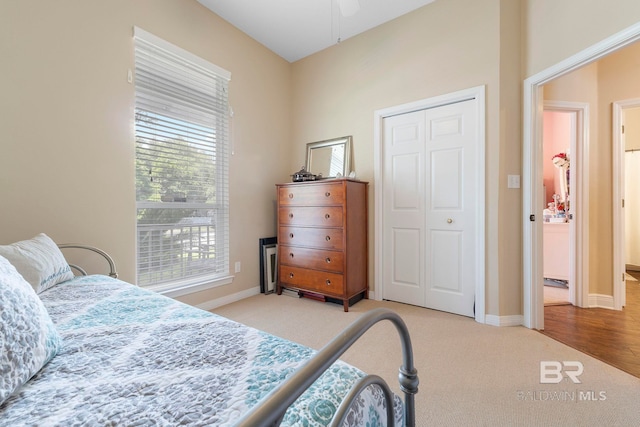 4001 Landfall Dr, Pensacola, FL 32507 - bedroom featuring a closet, carpet flooring, baseboards, and a ceiling fan