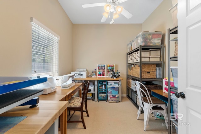 4001 Landfall Dr, Pensacola, FL 32507 - carpeted home office with a ceiling fan