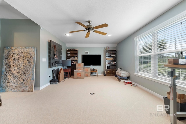 4001 Landfall Dr, Pensacola, FL 32507 - interior space with baseboards, a textured ceiling, recessed lighting, and a ceiling fan