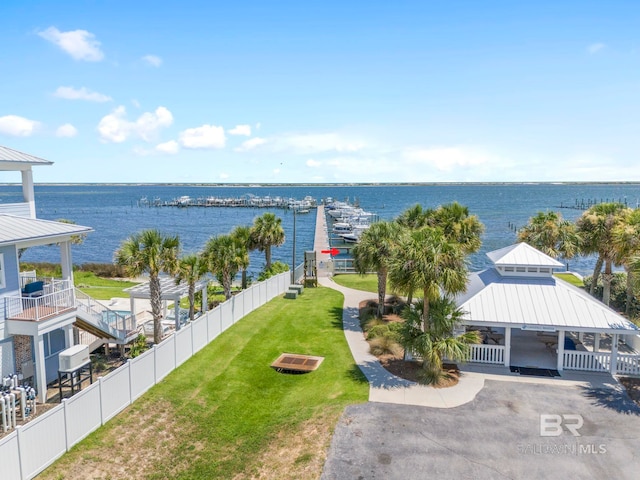 4001 Landfall Dr, Pensacola, FL 32507 - water view featuring a gazebo and fence