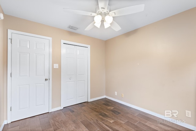 unfurnished bedroom with ceiling fan