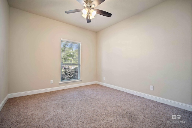 empty room with carpet and ceiling fan