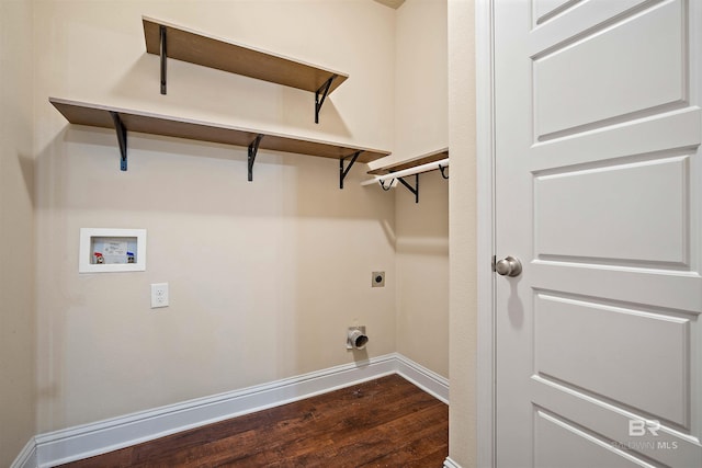 laundry area with washer hookup, hookup for an electric dryer, and dark hardwood / wood-style floors