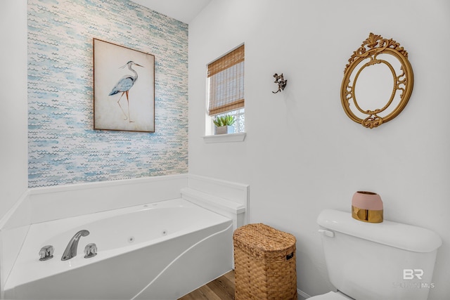 4 Yacht Club Dr Unit 15, Daphne, AL 36526 - bathroom with wallpapered walls, a tub with jets, wood finished floors, and toilet