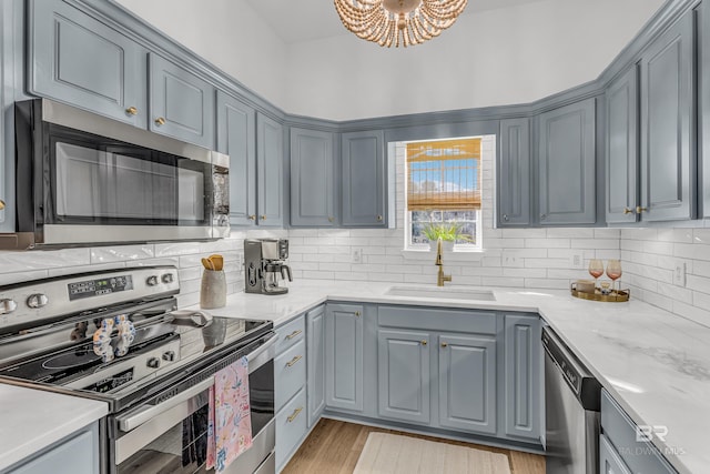 4 Yacht Club Dr Unit 15, Daphne, AL 36526 - kitchen with stainless steel appliances, a sink, decorative backsplash, and gray cabinets
