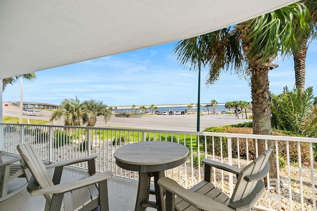 balcony with a water view