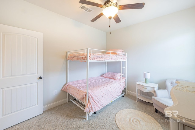 bedroom featuring carpet and ceiling fan