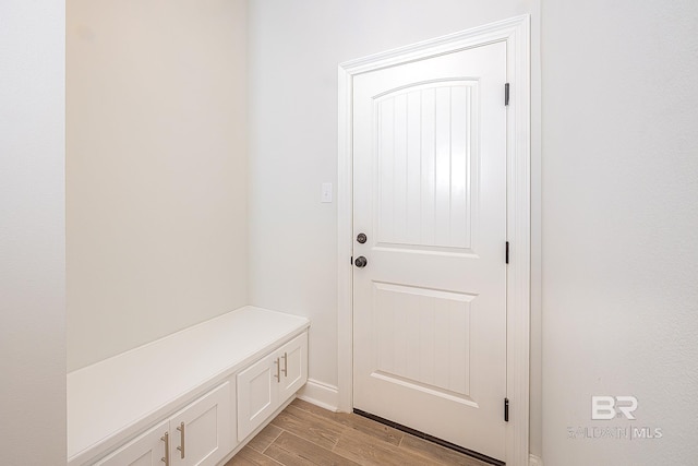 mudroom with light wood-type flooring