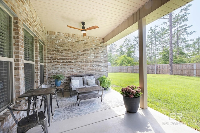 view of patio with ceiling fan